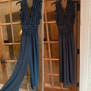Max Studio Black Jumpsuit with white polka dots